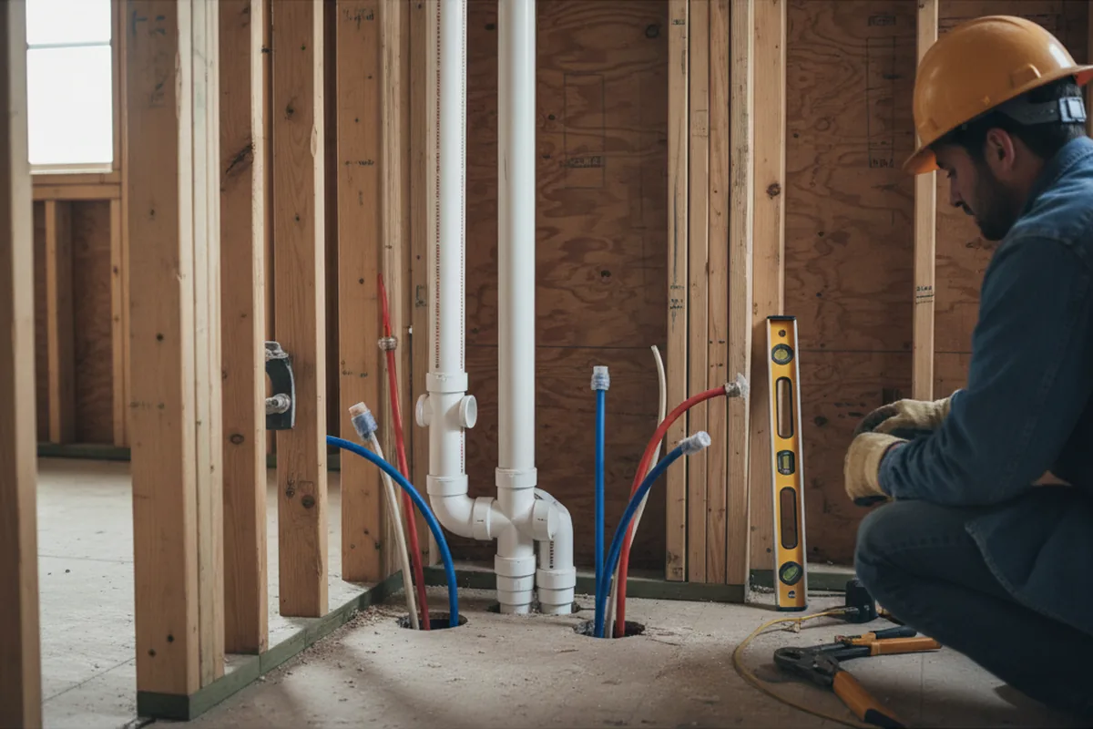 Drain and supply rough-in during Drain Cleaning in Saunemin